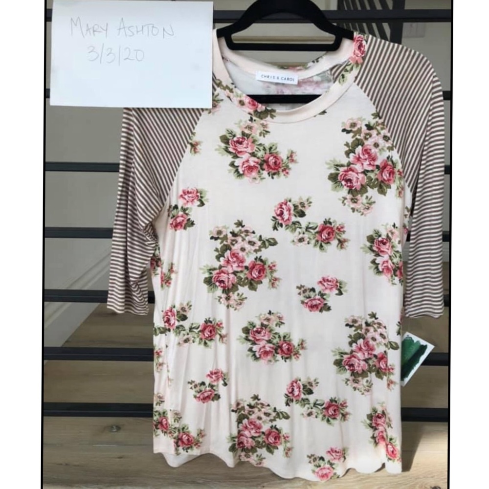 Floral baseball tee